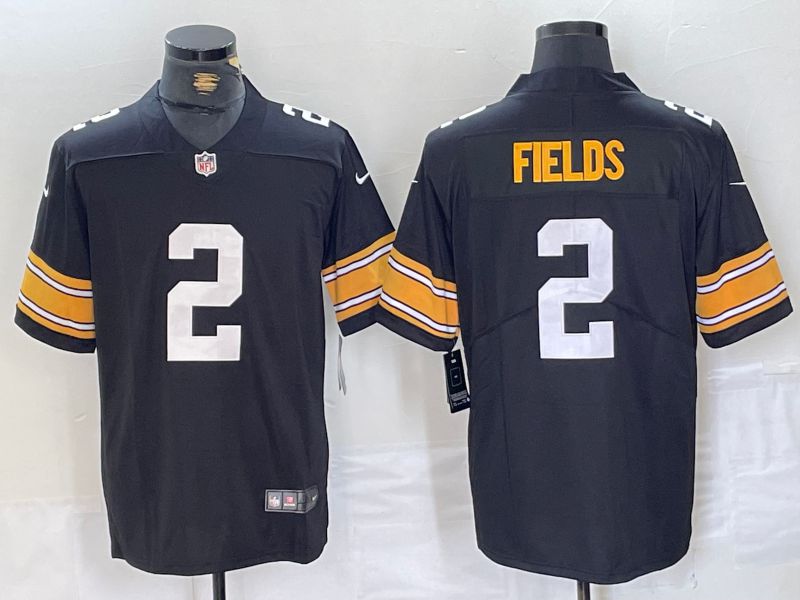 Men Pittsburgh Steelers #2 Fields Black Throwbacck 2024 Nike Limited NFL Jersey style 1->san diego padres->MLB Jersey